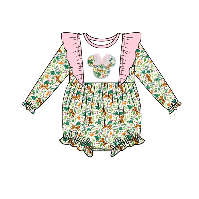 8.22 Baby Girls Cartoon Leaves Ruffle Rompers preorder(moq 5)