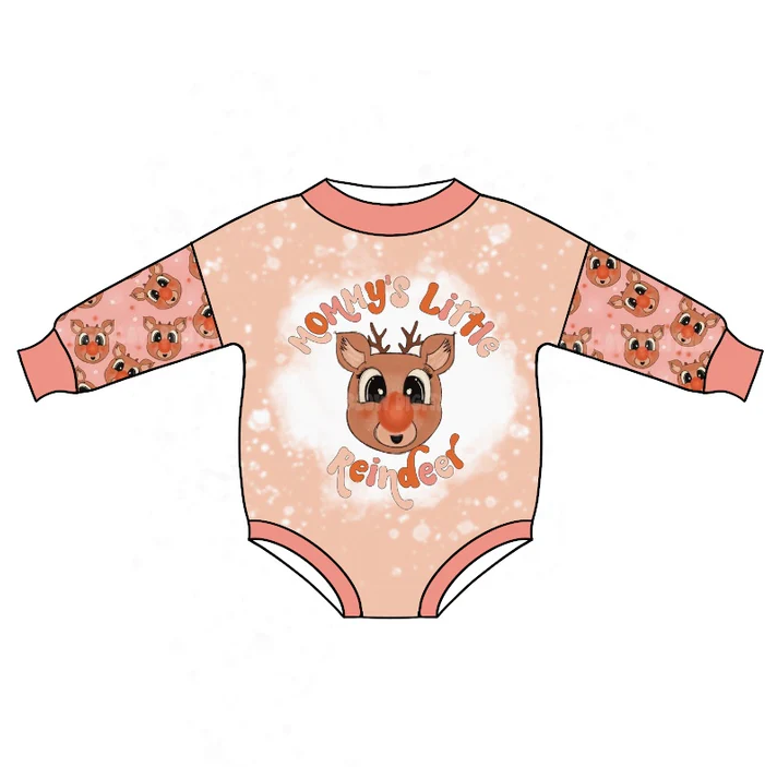 8.22 Baby Girls Mommy's Little Reindeer Rompers preorder(moq 5)