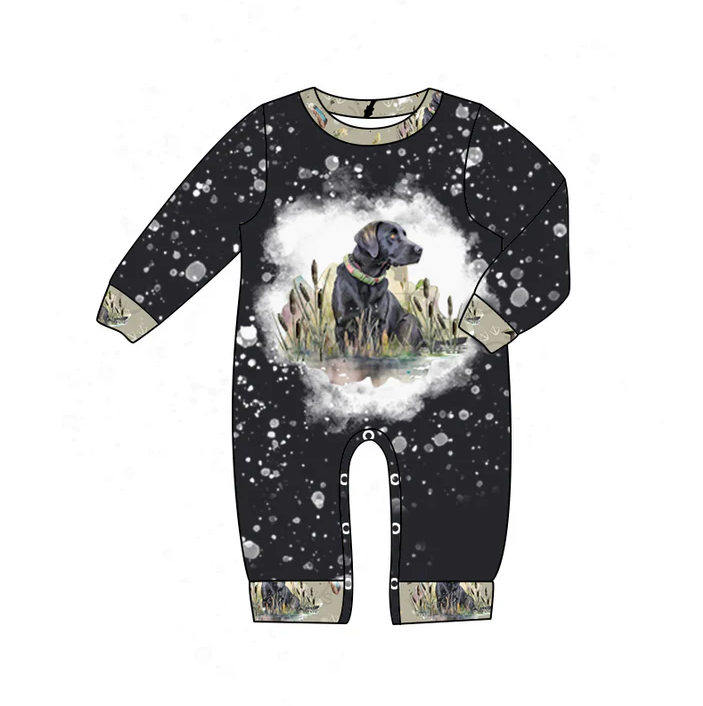 8.22 Baby Boys Black Dog Hunting Rompers preorder(moq 5)