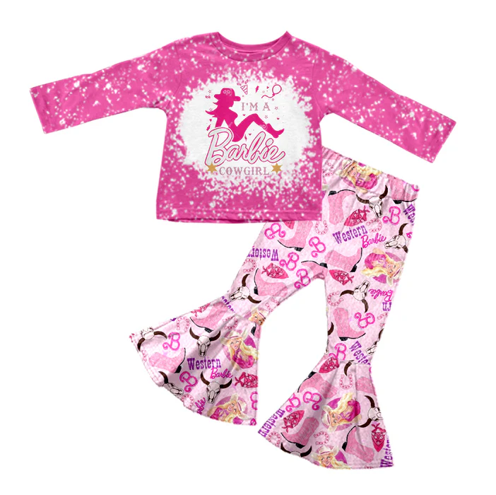 8.23 Baby Girls Doll Cowgirl Tee Shirt Bell Pants Clothes Sets preorder(moq 5)