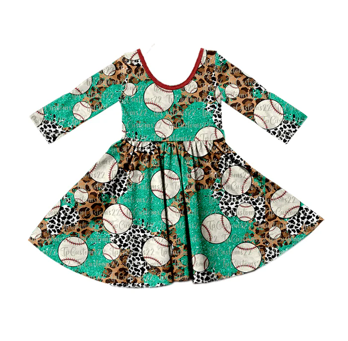 8.25 Baby Girls Fall Softball Long Sleeve Dresses preorder(moq 5)