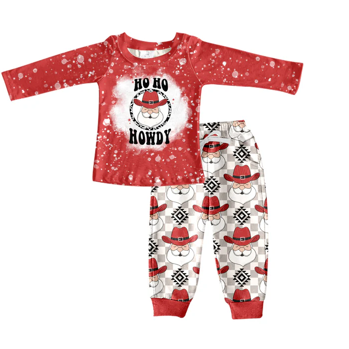 8.25 Baby Boys Christmas Aztec Santa Wetern Pants Clothes Sets preorder(moq 5)