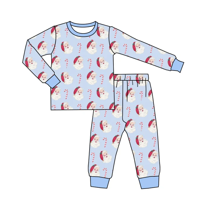 8.25 Baby Boys Christmas Santa Candy Cane Pants Pajamas Sets preorder(moq 5)