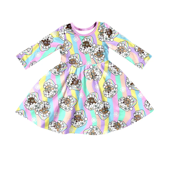 8.25 Baby Girls Christmas Colorful Santa Twirl Dresses preorder(moq 5)