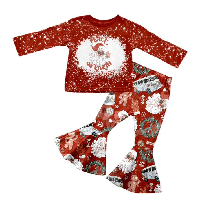 8.25 Baby Girls Christmas Peace Santa Top Pants Clothes preorder(moq 5)