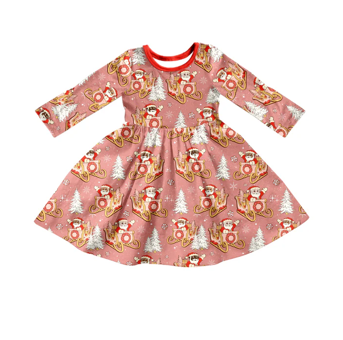 8.26 Baby Girls Sleigh All Day Christmas Santa Twirl Dresses preorder(moq 5)