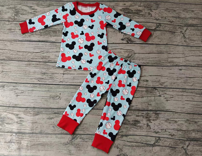 8.26 Baby Kids Cartoon Baseball Jammies Pajamas Clothing Sets preorder(moq 5)