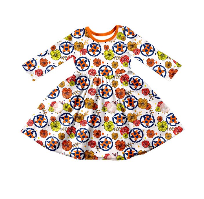8.26 Baby Girls Orange Team H Twirl Dresses preorder(moq 5)