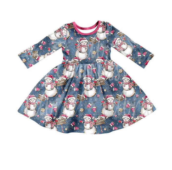 8.26 Baby Girls Christmas Snowman Long Sleeve Dresses preorder(moq 5)