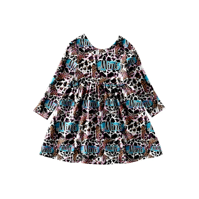 8.26 Baby Girls Leopard Mini Western knee length Dresses preorder(moq 5)