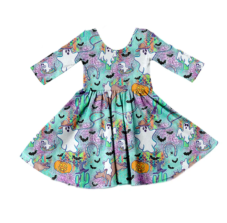8.28 Baby Girls Ghost Western Cactus Long Sleeve Dresses preorder(moq 5)