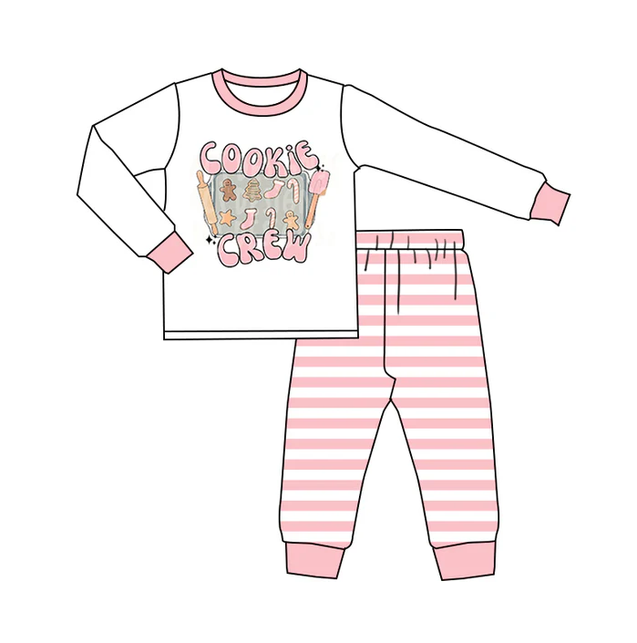 8.28 Baby Girls Cookie Crew Christmas Pink Pajamas Clothing Sets preorder(moq 5)
