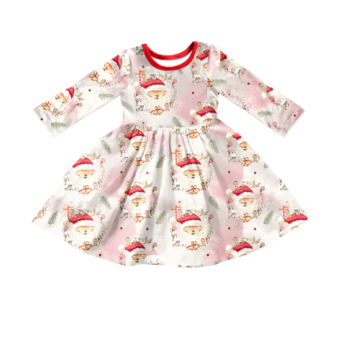 8.28 Baby Girls Red Christmas Santa knee length Dresses preorder(moq 5)