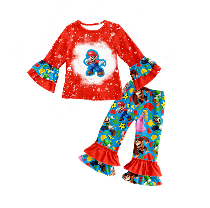 8.28 Baby Girls Game Long Sleeve 2pcs Ruffle Pants Clothing Sets preorder(moq 5)