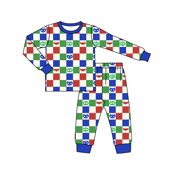 8.29 Baby Boys Hero Red Blue Long Sleeve Pants 2pcs Sets Clothing preorder(moq 5)