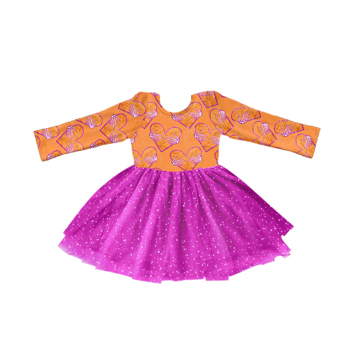 8.29 Baby Girls Orange Hearts Ruffle Tutu Knee Length Dresses preorder(moq 5)