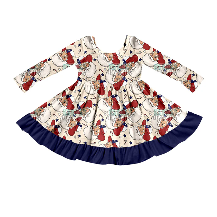 8.30 Baby Girls Christmas Santa Candy Knee Length Dresses preorder(moq 5)
