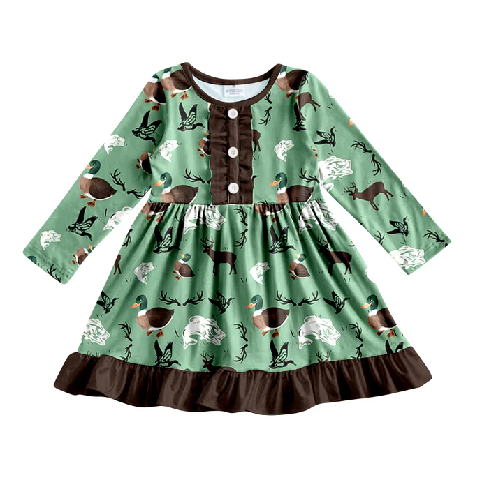 8.30 Baby Girls Fall Duck Long Sleeve Ruffle Dresses preorder(moq 5)