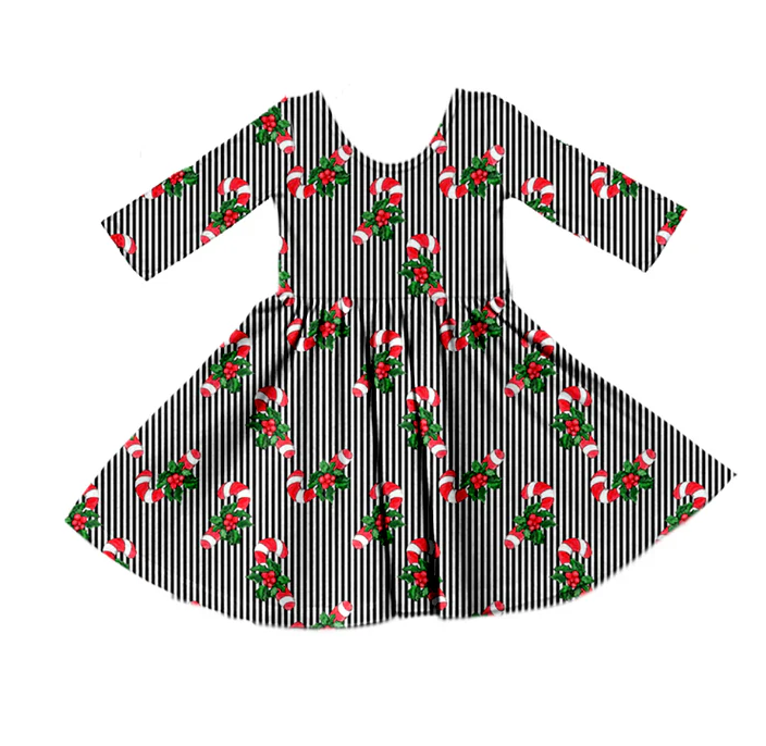 8.30 Baby Girls Christmas Candy Cane Long Sleeve Dresses preorder(moq 5)