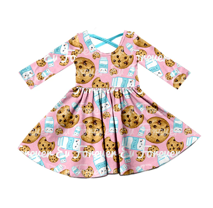 8.30 Baby Girls Christmas Cookie Long Sleeve Ruffle Dresses preorder(moq 5)