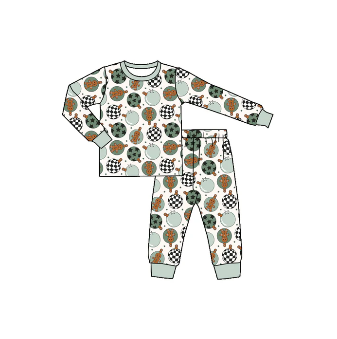 9.2 Preorder (moq 5)Baby Boys Christmas Green Disco Shirts Pants Pajamas Sets