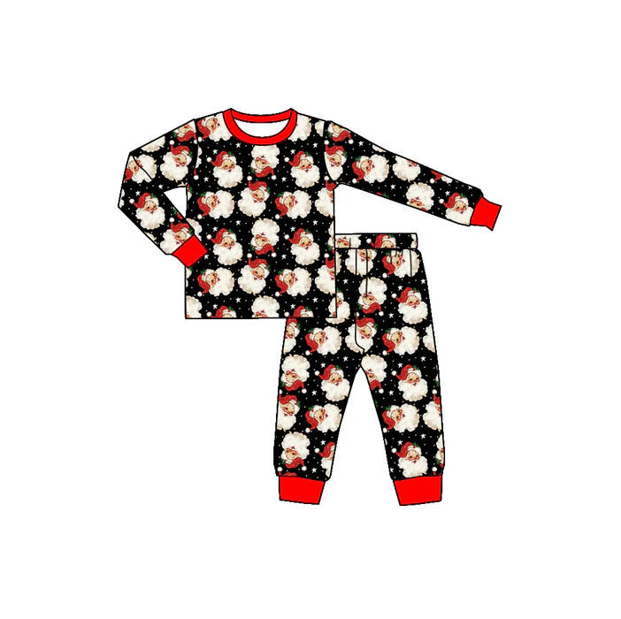 9.2 Preorder (moq 5)Baby Boys Christmas Santa Black Shirts Pants Pajamas Sets
