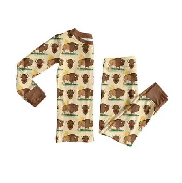 9.2 Preorder (moq 5)Baby Boys Bulls Top Pants Western Pajamas Set