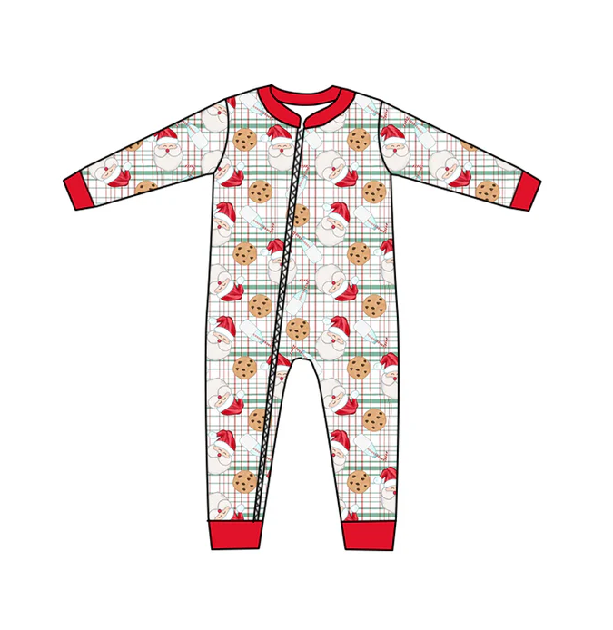 9.4 Baby Infant Christmas Santa Checkered Long Sleeve Rompers preorder(moq 5)