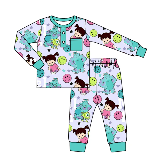 9.6 Baby Boys Cartoon Monster Pajamas Clothes Sets preorder(moq 5)