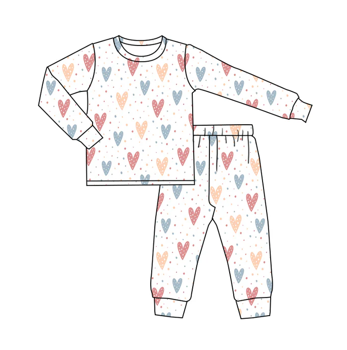 9.6 Baby Boys Colorful Hearts Top Pants Pajamas Clothes Sets preorder(MOQ 5)