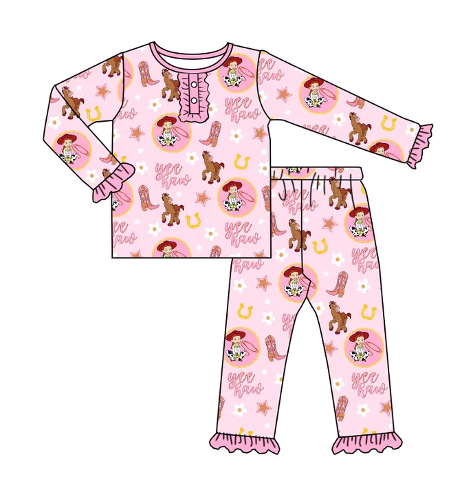9.6 Baby Girls Cartoon Toys Pink Pajamas Clothes Sets preorder(moq 5)