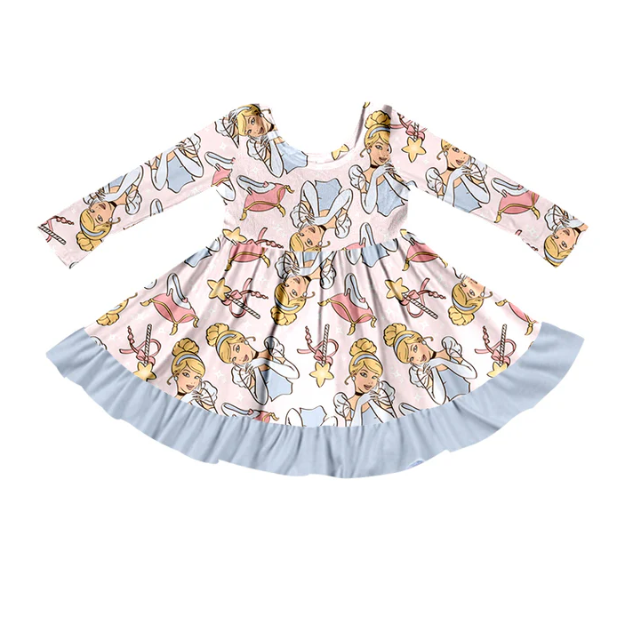 9.10 Baby Girls Princess Blue Knee Length Dresses preorder(moq 5)
