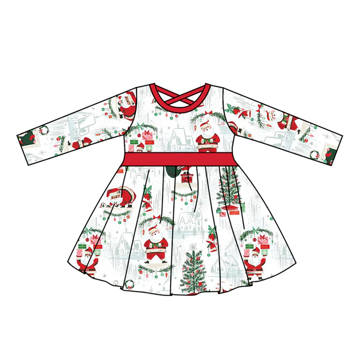 9.10 Baby Girls Christmas Santa Knee Length Dresses preorder(moq 5)