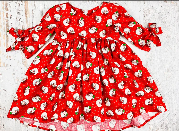 9.10 Baby Girls Santa Christmas Knee Length Dresses preorder(moq 5)