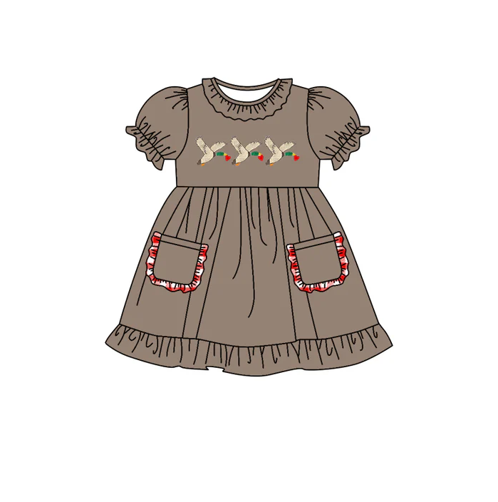 9.11 Baby Girls Christmas Duck Pocket Knee Length Dresses preorder(moq 5)