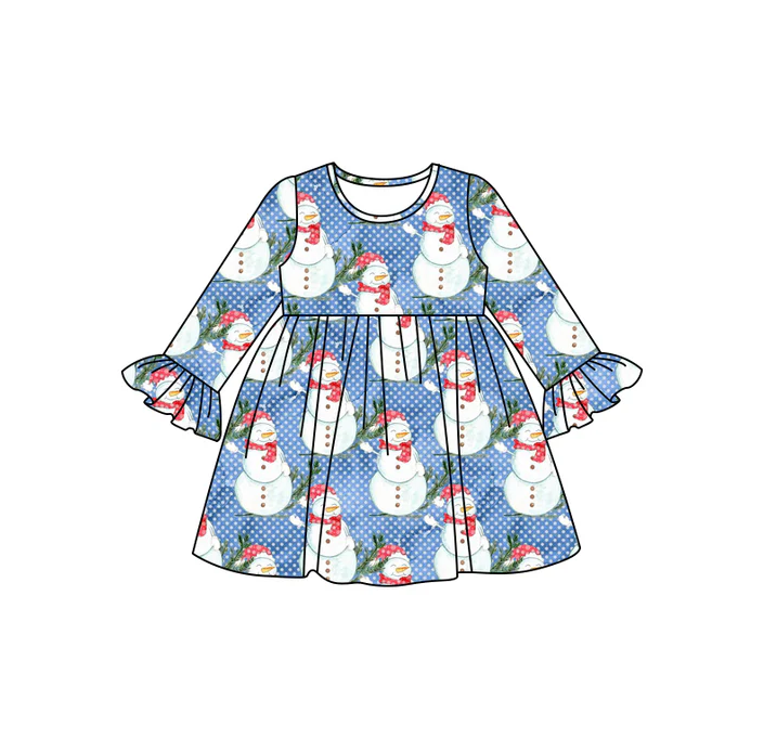 9.11 Baby Girls Christmas Snowman Knee Length Dresses preorder(MOQ 5)