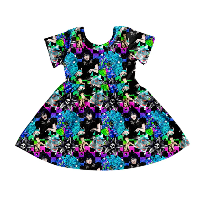 9.11 Baby Girls Colorful Witches Knee Length Dresses Preorder(moq 5)