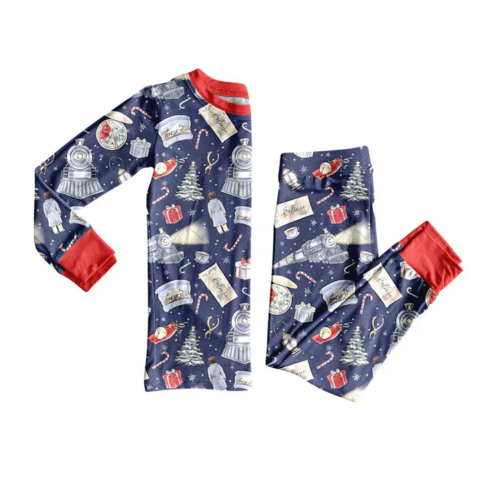 9.17 Preorder (moq 5)Baby Boys Gifts Candy Cane Christmas Top Pants Christmas Pajamas Set