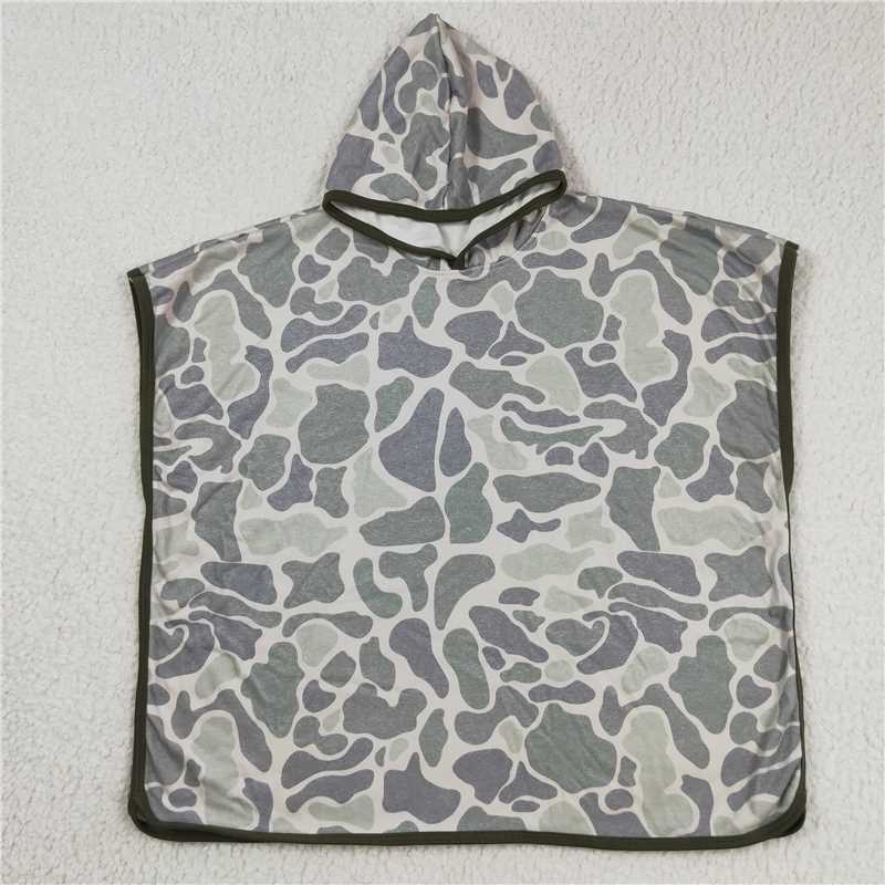 RTS NO MOQ Baby Kids swimming cover up Children Green Camo Terry Swim Towel Cover Ups