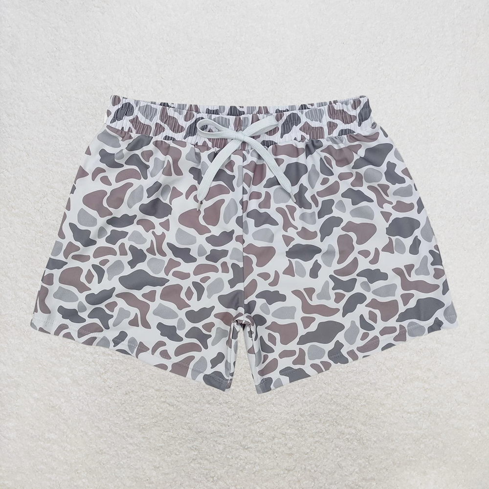RTS NO MOQ Kids Boys Summer Shorts Grey Camouflage Trunks Bottoms Swimsuits
