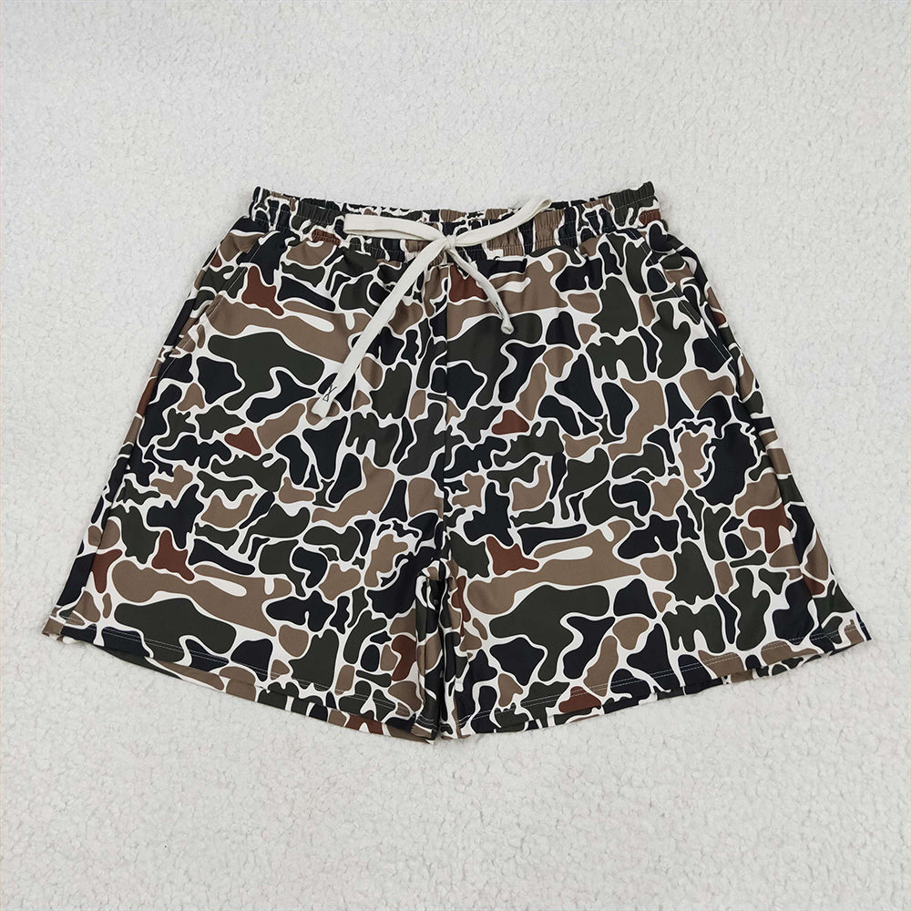 5.13 RTS NO MOQ Adult Man Summer Pants S0478 Brown Duck Camouflage Pockets Bottom Trunks Shorts Swimwear