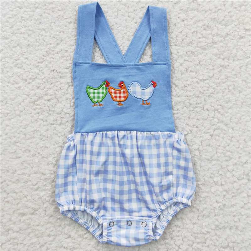 RTS NO MOQ Summer Sibling Baby Boys Chicken Rompers Clothes Sets