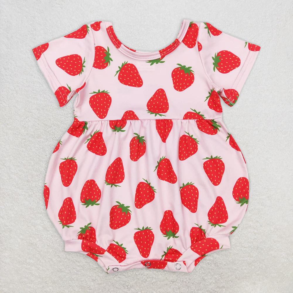 RTS NO MOQ Baby Girls Summer Bodysuit SR0535 Strawberry Short Sleeve Rompers