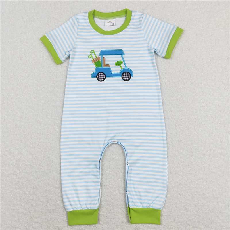 RTS NO MOQ Summer Sibling Baby Boys Golf Summer Rompers Outfits Clothes Sets