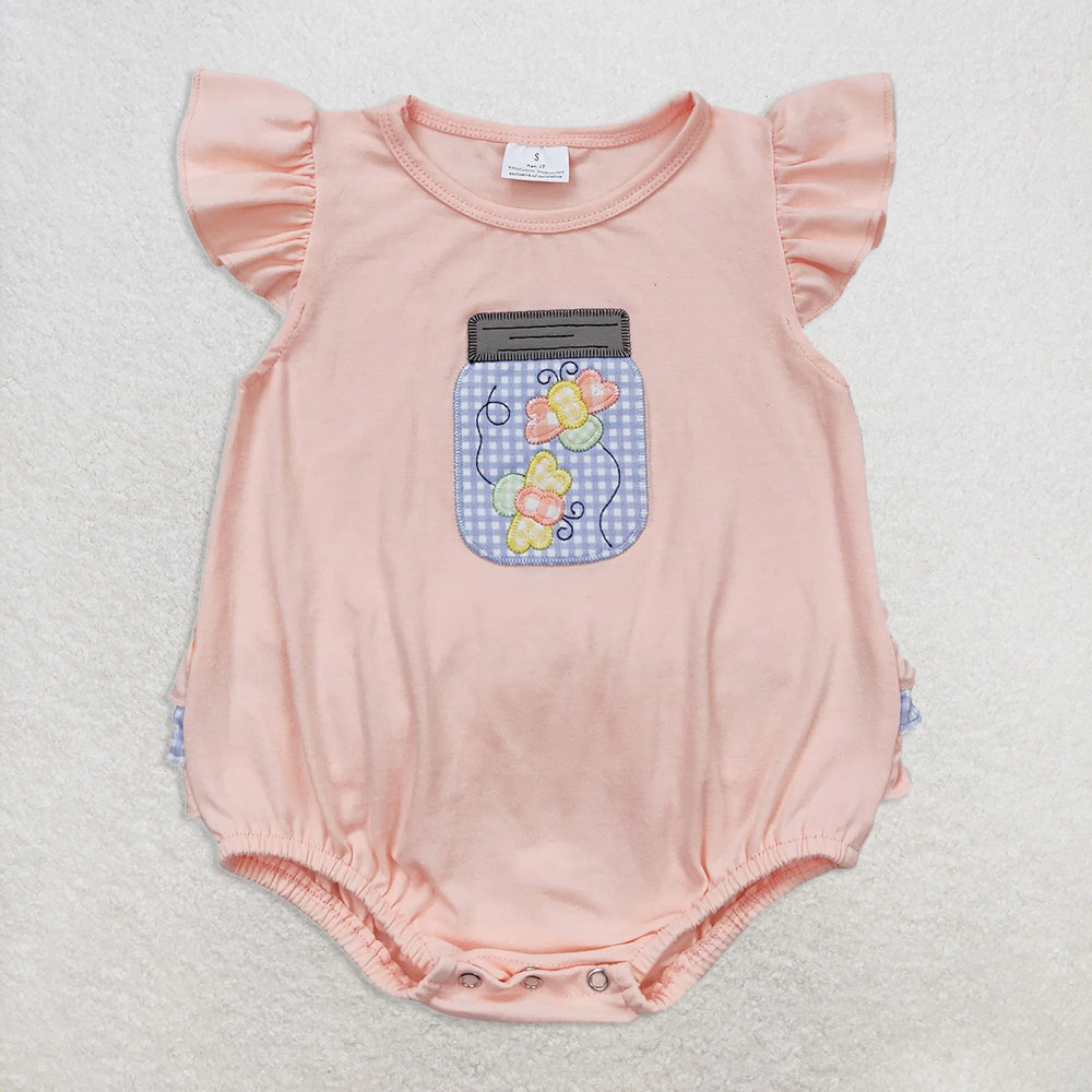 6.16 RTS NO MOQ Summer Baby Girls Bodysuit SR1112 Butterfly Flutter Sleeve Rompers