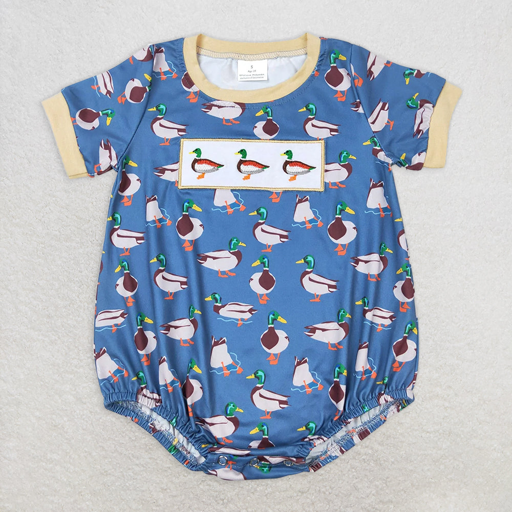 RTS NO MOQ Baby Boys Summer Bodysuit SR1134 Duck Ruffle Short Sleeve Rompers