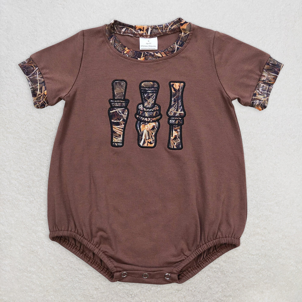 RTS NO MOQ Baby Boys Summer Bodysuit SR1402 Camo Duck Call Brown Short Sleeve Rompers