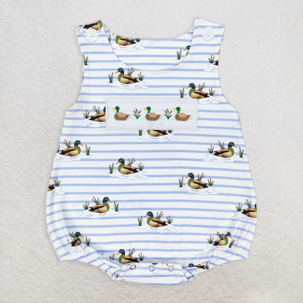 5.13 RTS NO MOQ Baby Boys Summer Bodysuit SR1583 Sleeveless Stripe Duck Rompers