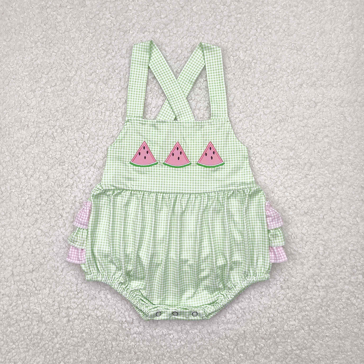 RTS NO MOQ Baby Girls Summer Bodysuit SR2764 Wateremelon Green Ruffles Rompers