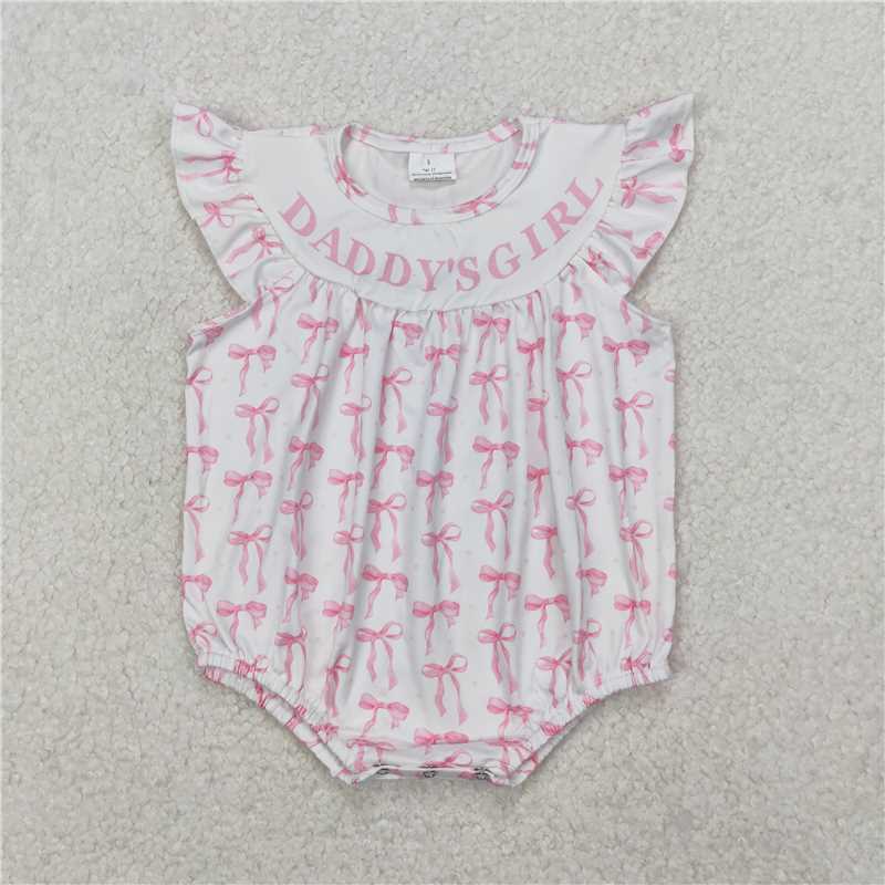 RTS NO MOQ Summer Sibling Baby Girls Daddy's Girl Bows Rompers Dresses
